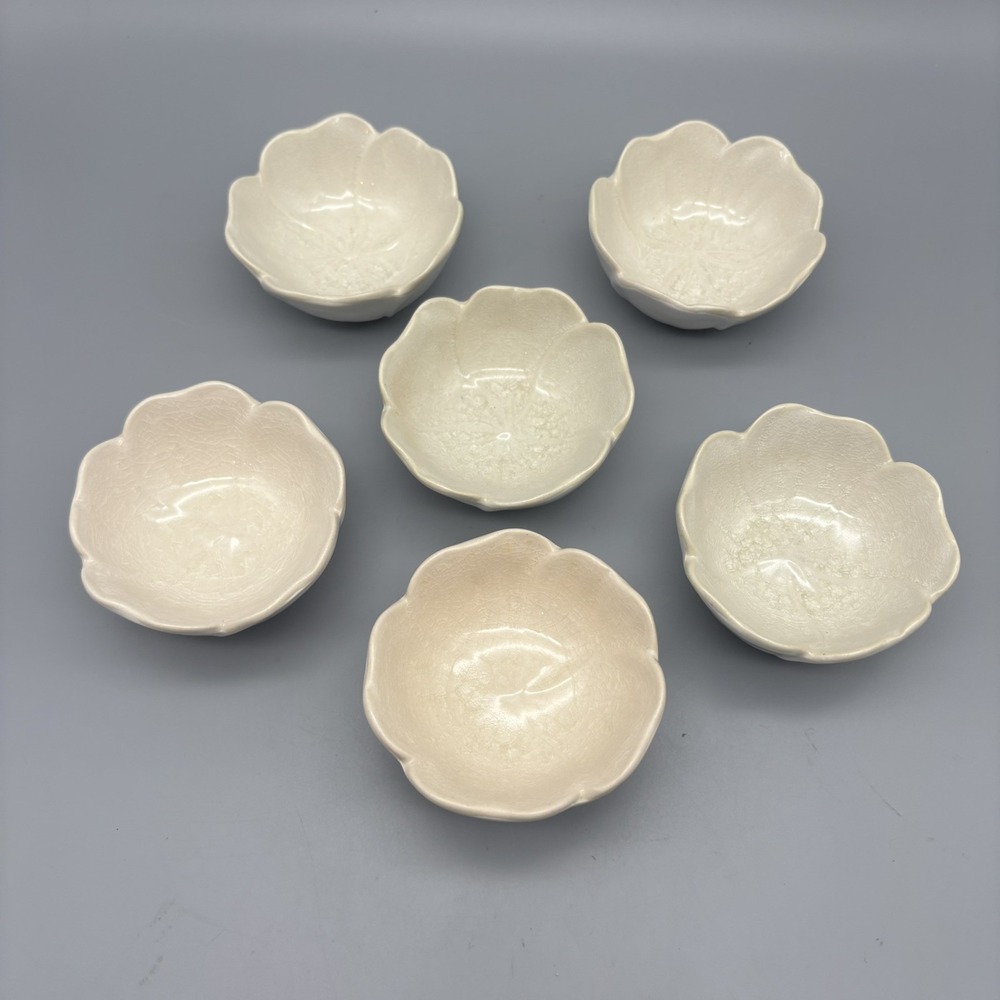 Pier 1 Imports Crackle Flower Bowls 3.5"x1.5" Set Of 6